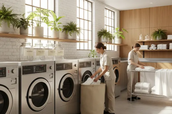 Fresh linen and towels laundry service for hotels